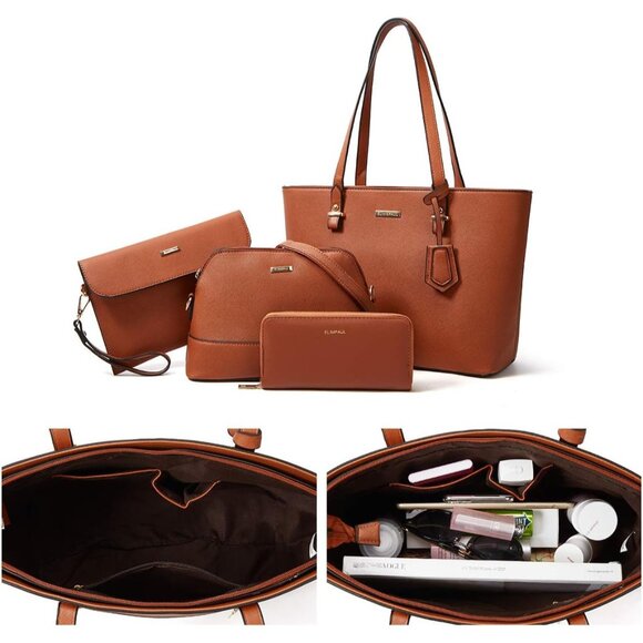 Women Fashion Synthetic Leather Handbags Tote Bag Shoulder Bag Top Handle Satche - Picture 4 of 6